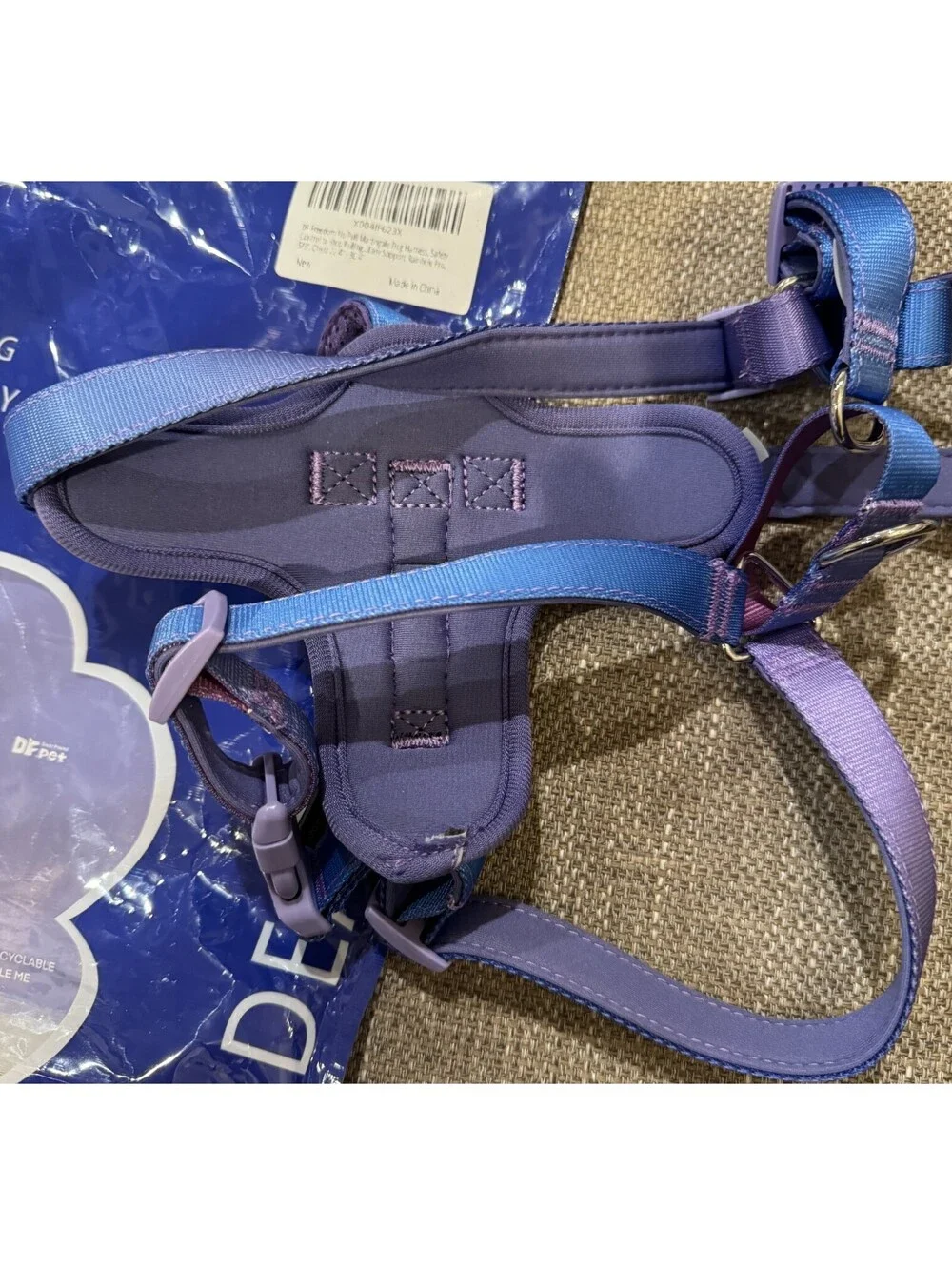 DF Freedom No Pull Martingale Dog Harness Front Clip Purple Size 1
